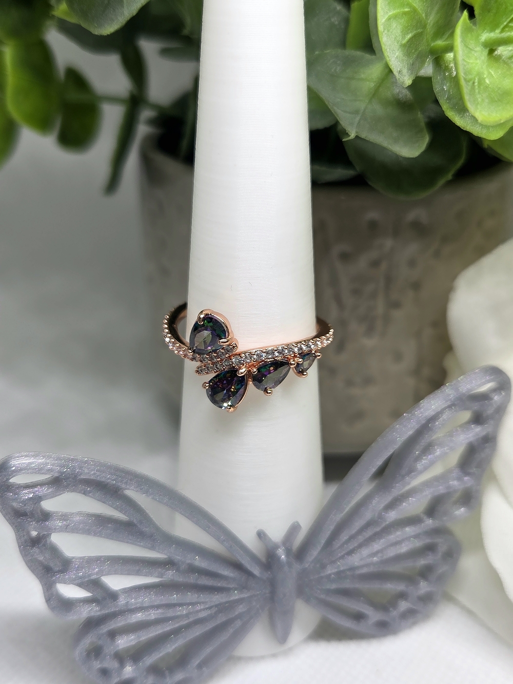 BP Alexandrite CZ Teardrop Ring On Gold Plating